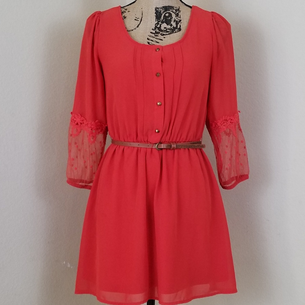 Sequin Hearts 3/4 Sleeve Mini Dress sz S